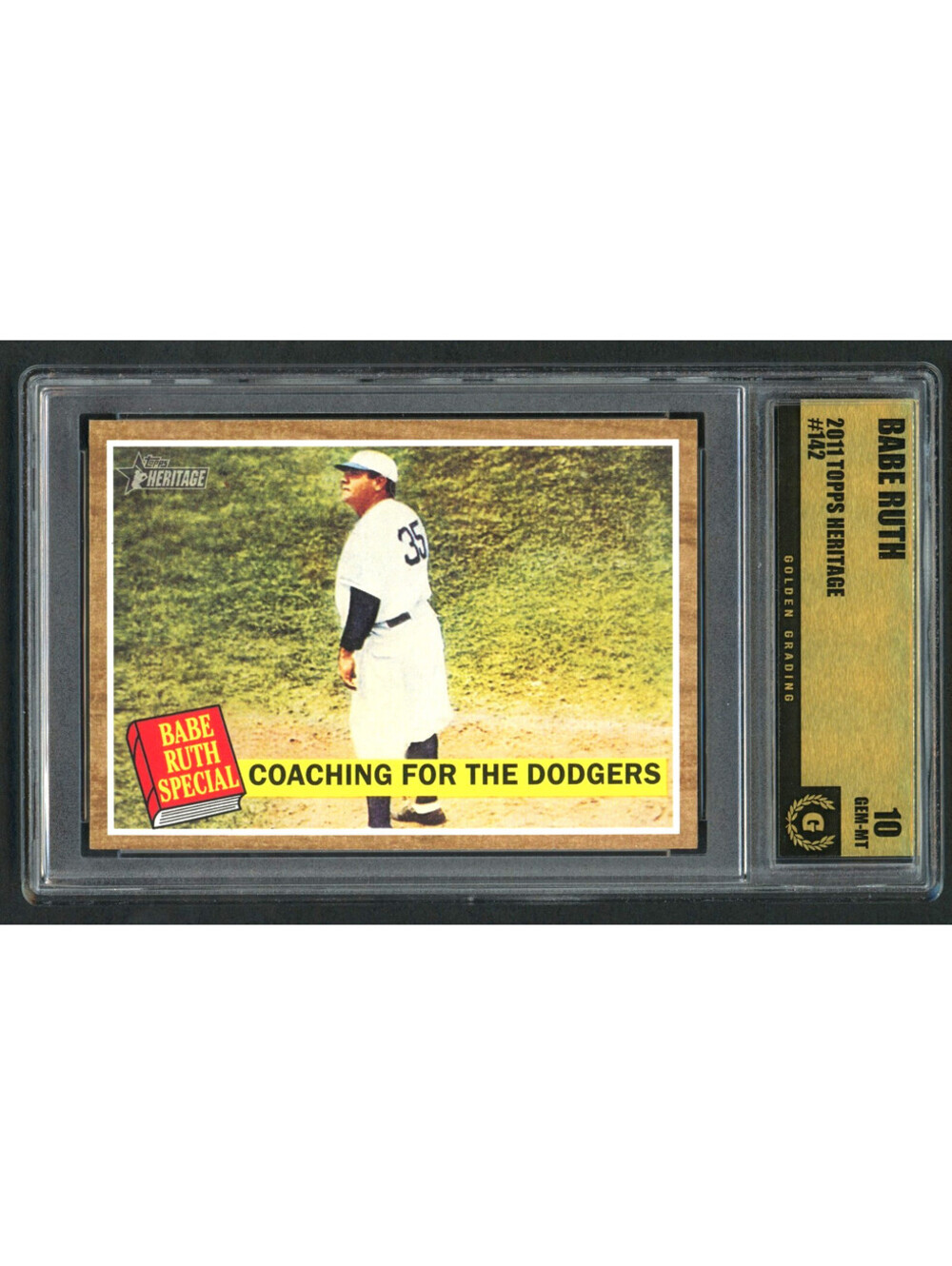 2011 Topps Heritage  Babe Ruth #142 Coaching For the Dodgers Graded 10 Gem Mint
